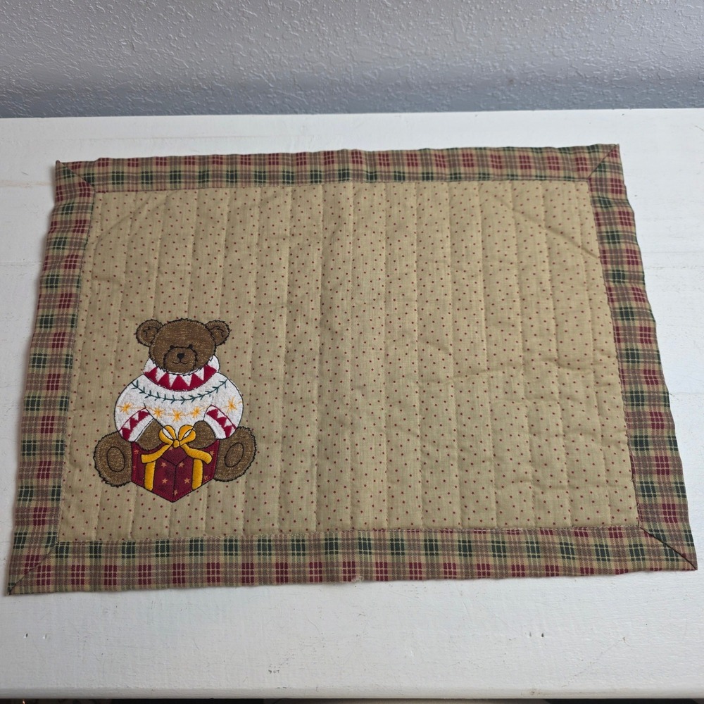 CLEARANCE 💲6️⃣ Handmade Quilted Teddy‎ Bear Placemat Christmas Holiday